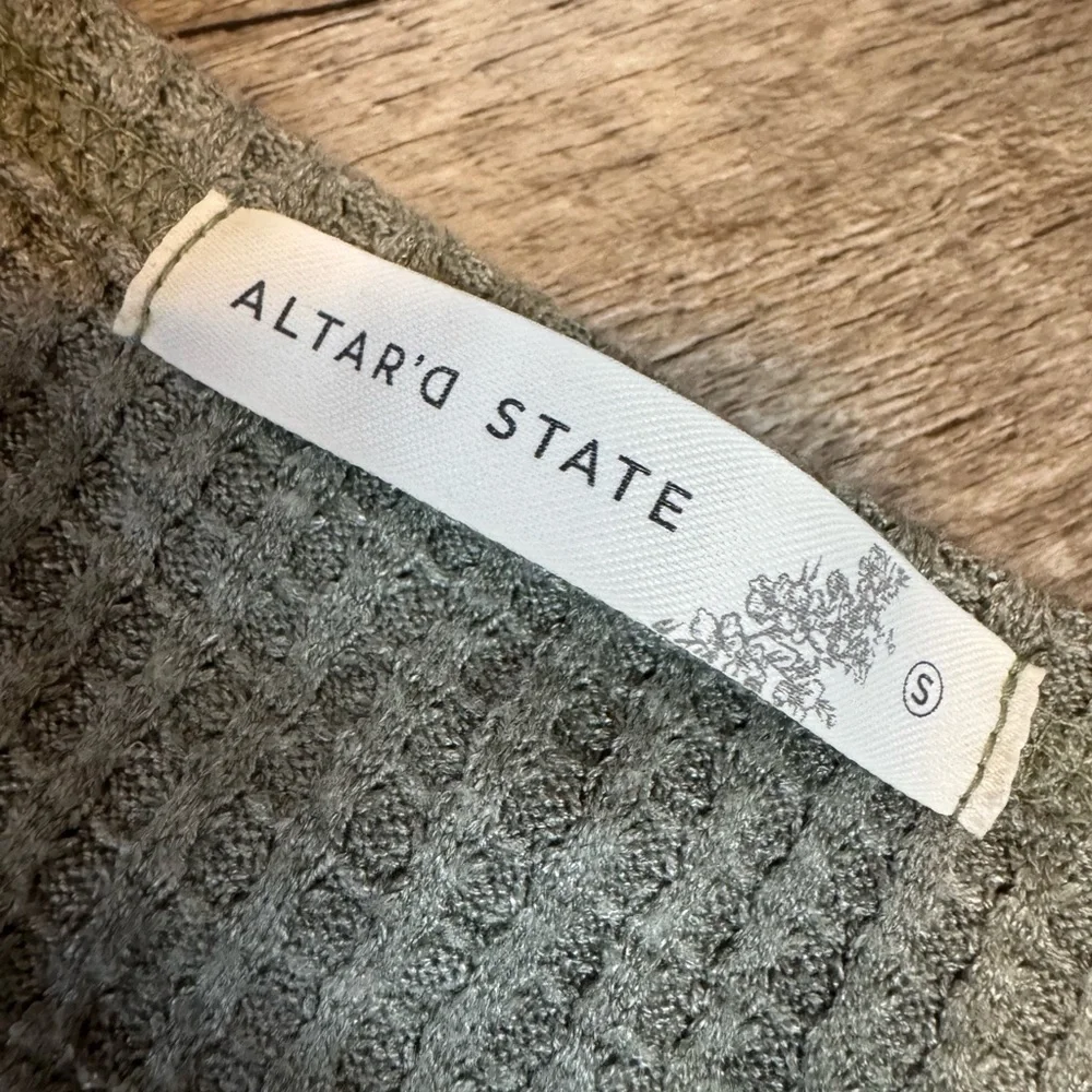 Altar'd State Sage Waffle Knit Lightweight T/Sweater